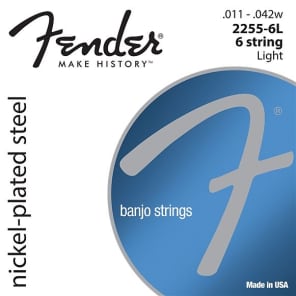 Fender Banjo Strings, NPS, 2255-6L 6-String, Gauges .011-.042 (6) 2016