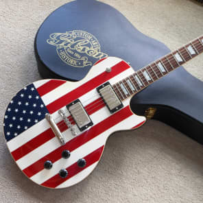 2001 Gibson Les Paul Stars & Stripes Red White Blue American Flag Electric Guitar & Case #17 image 17