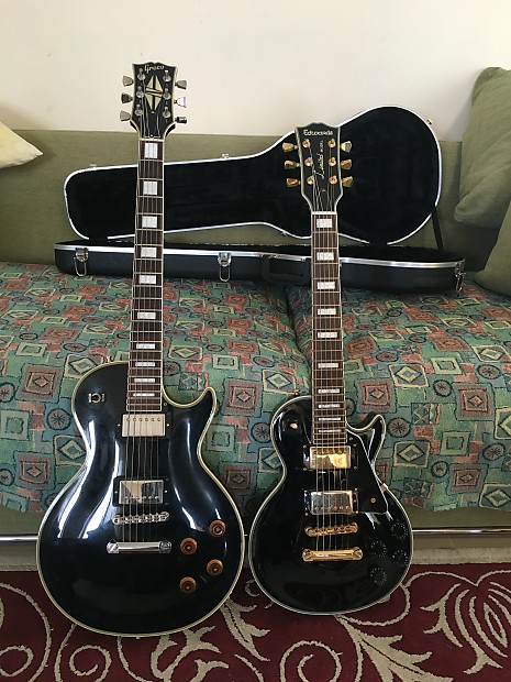 Edwards Mini Les Paul Custom Black Gold w. Hard Case and Gibson pickup