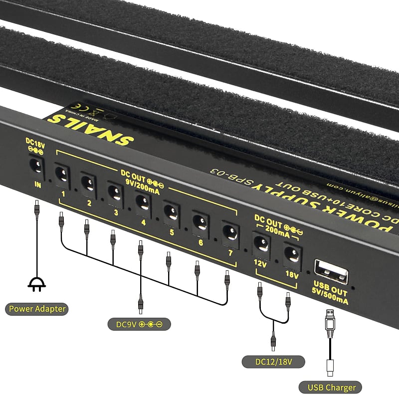 Pedal Board,With Completely Isolated Power Supply ,19*5 Inch 1.8 LB  Aluminium Al