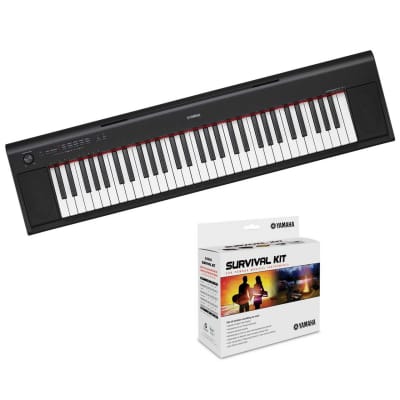 Yamaha NP12B - Piaggero Series - Portable Digital Piano Keyboard Kit - Includes SK B2 Survival Kit - Black image 1