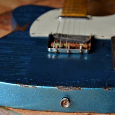 American Fender Custom Telecaster Nitro Heavy Relic Blue Sparkle image 22