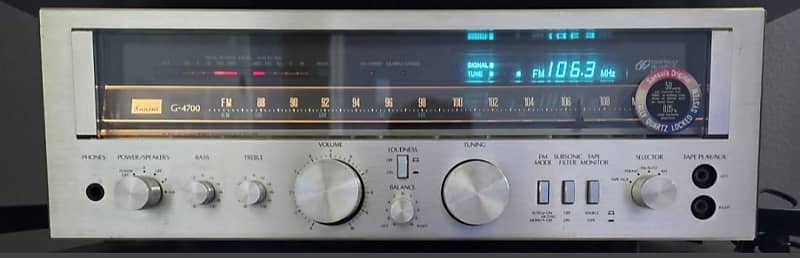 Sansui G-4700 Vintage Stereo Receiver 1980&#039;s - Silver &amp; wood  			