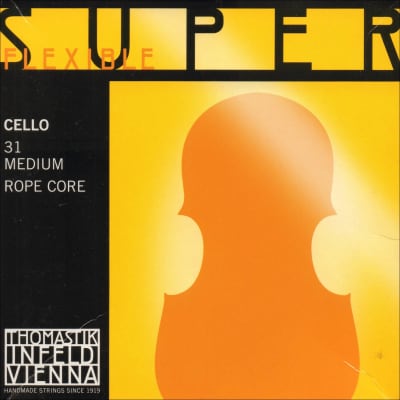 Thomastik 31 SuperFlexible Chrome Wound Rope Core 4/4 Cello String Set - Medium