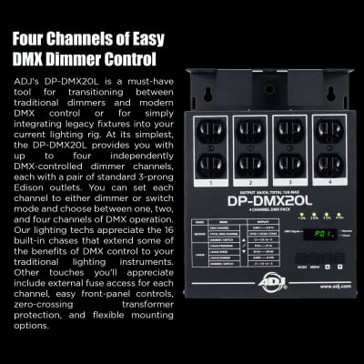 ADJ Lighting DP-DMX20L Universal 4-Channel Portable DMX Dimmer/Switch Pack image 2