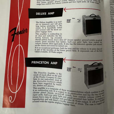 Fender 1956 Catalog Reprint Stratocaster telecaster Esquire string Master steel guitar tweed deluxe Pro Dual 8 Professional Student Deluxe Princeton precision bass bassman image 2