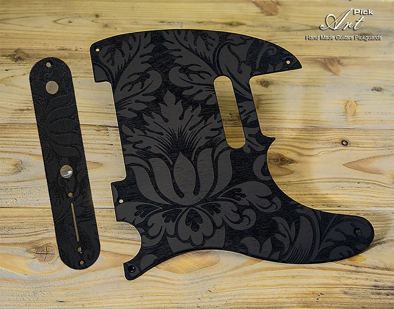 Telecaster Pickguard & Control Plate SET-of-2: Black Engraved | Reverb