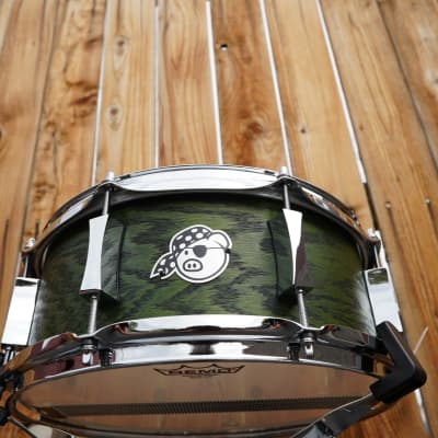 Pork Pie 13'' Dark Green Oak / Maple shell with ring's 5.5 x 13" Snare Drum (2022) image 4