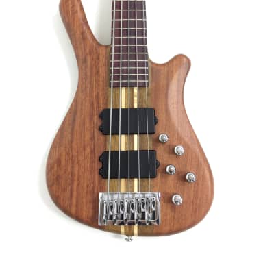 Haze SBG368N 5-String Neck-Thru Electric Bass Guitar, Natural w/Pre-Amp + Free Bag image 3