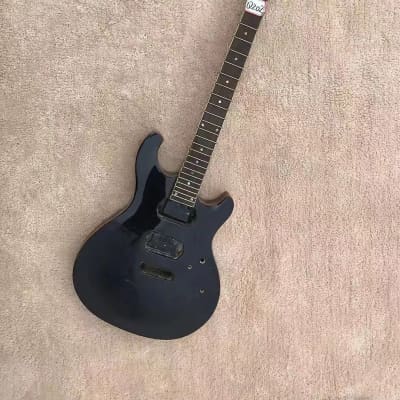 Double Cutaway Glossy Black Guitar Body with Neck, Rosewood Fretboard image 4