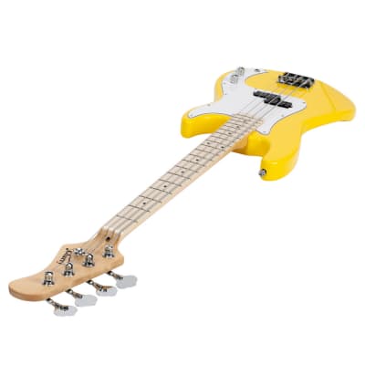 Glarry GP II Electric Bass Guitar with Wilkinson Pickup, Warwick Bass Strings, Bone Nut 2020s Yellow image 14