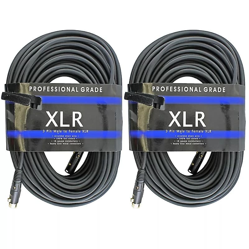 2 Pack 100Ft 16 Ga Gauge Male To Female Xlr Shielded Powered Speaker Cables Cord image 1
