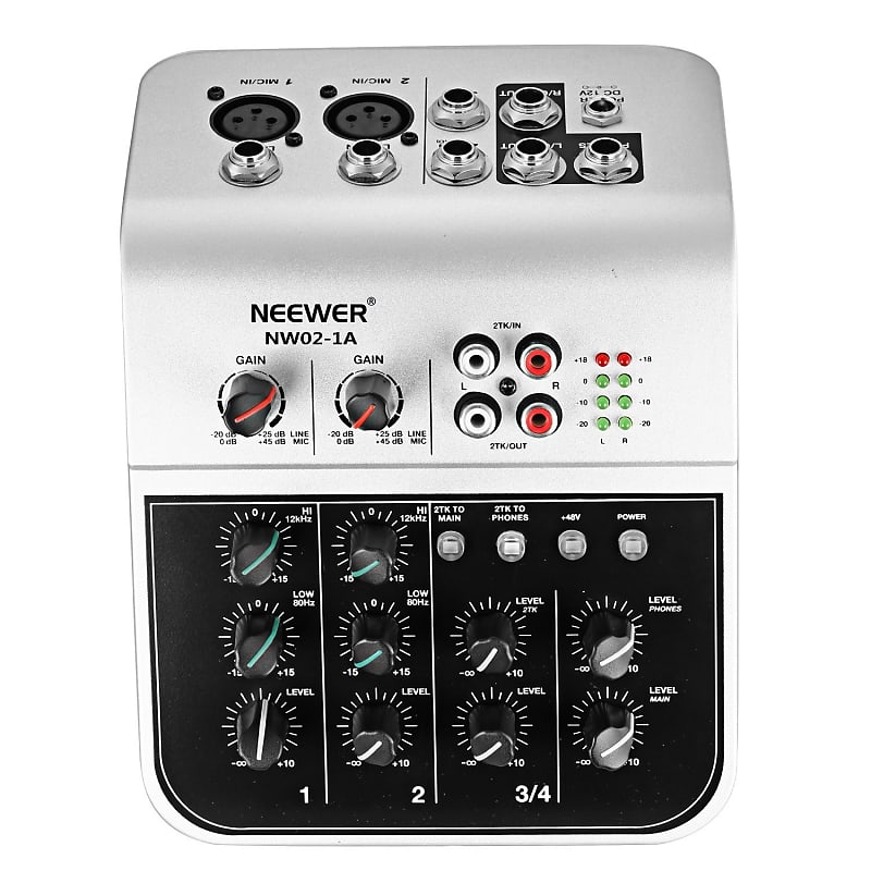 4-Channel Micro Mixing Console Compact Podcast Travel Mixer for Condenser  Microphone 48V Phantom