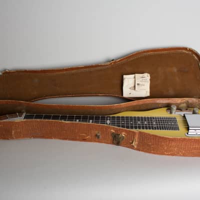 Fender  Champion Lap Steel Electric Guitar (1955), ser. #8970, original brown alligator chipboard case. image 9