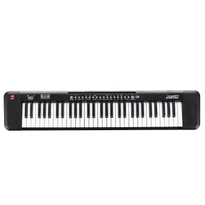 Glarry GEP-109 61 Key Lighting Keyboard with Piano Stand, Piano Bench, Built In Speakers, Headphone, Microphone, Music Rest, LED Screen, 3 Teaching Modes for Beginners 2020s - Black image 3