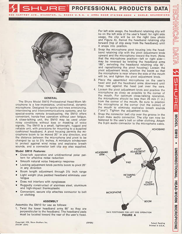 Shure SM10 BiFold Catalog Reverb