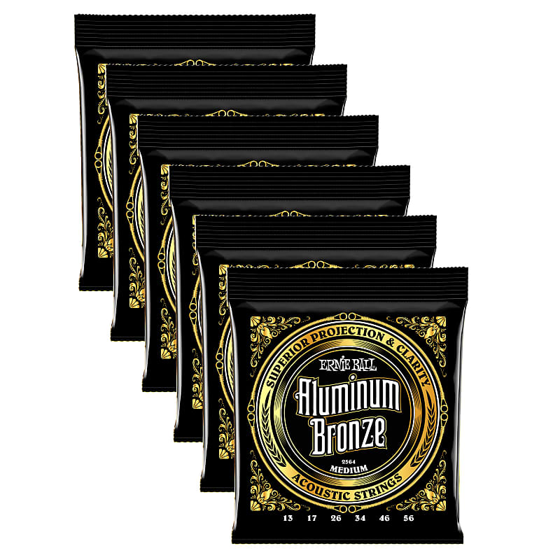 6 PACK Ernie Ball Aluminum Bronze Acoustic Guitar Strings Reverb