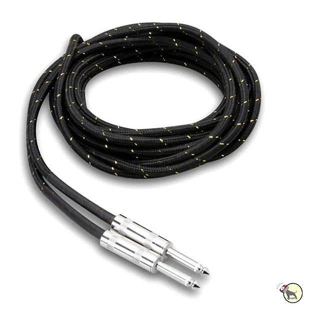 Hosa 3GT-18C4 1/4" TS Male Straight to Same Cloth Guitar Cable - 18' image 1