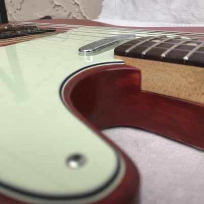 Slow Train Guitars Pinecaster partscaster with Cavalier Pickups and Warmoth neck Bell Buckle Red image 8
