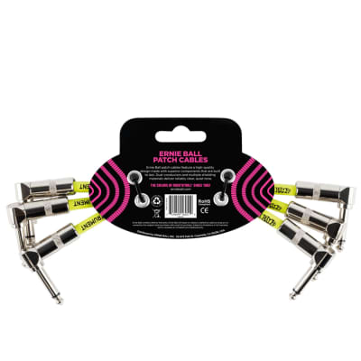 Ernie Ball 6-inch Right-Angle Patch Cables 3-Pack P06051 6" Pedal Stompbox image 2