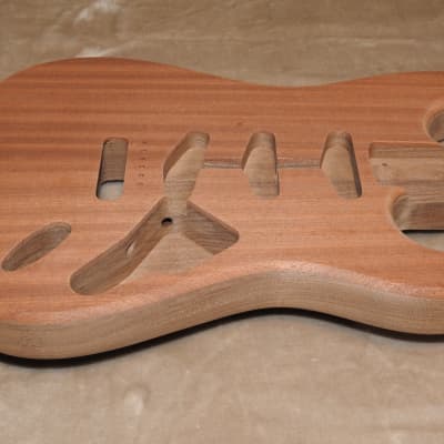 Unfinished Strat 2 Piece Walnut With a 1 Piece Ribbon Sapele/Mahogany Top 5lbs 10.5oz! image 8