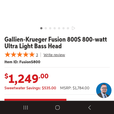 Gallien-Krueger Fusion 800S 800-Watt Ultra Light Bass Head for sale
