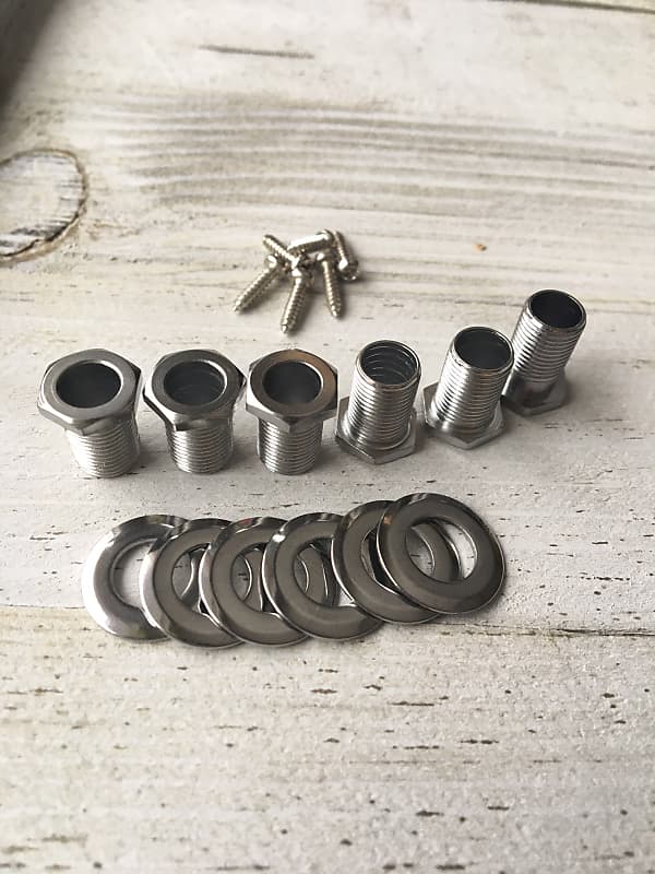 Set of 6 Screwin Hex Guitar Tuner Bushings with Washers and Reverb