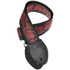 Souldier Paisley Magenta with Black Leather Ends Guitar Strap