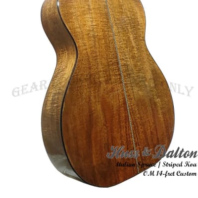 Huss & Dalton OM Custom Italian straight-gained Spruce & Striped Koa handcrafted 14-fret guitar 5822 image 6