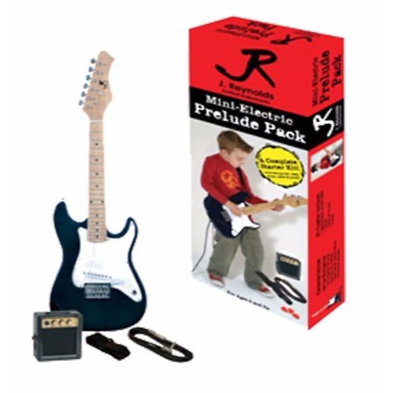 J. Reynolds JRPKSTBL Kids 1/2 Size Mini Electric Guitar Beginner Pack, Blue image 1
