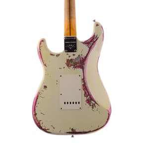 Fender Custom Shop LTD 1957 Stratocaster Heavy Relic Olympic White Over Pink Paisley image 4