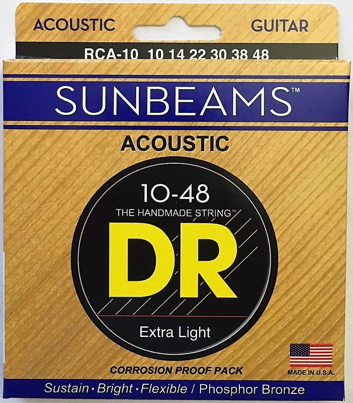 DR RCA-10 Sunbeam Acoustic Guitar Strings Lite 10-48 gauge image 1