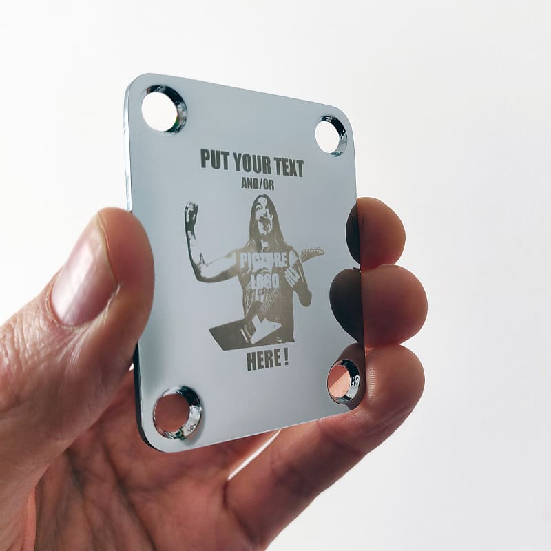 Custom chrome laser etched neck plate Reverb
