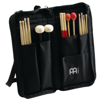 Meinl Percussion MSB-1 Standard Drum Stick/Mallet Bag with External Pocket &Floor Tom Hooks, Black image 2