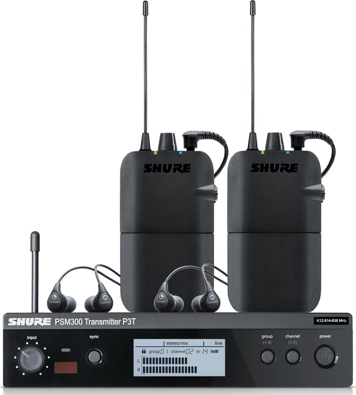 Shure PSM 300 P3TR112TW Twin Pack Dual Wireless In-Ear Monitor System, J13 Band  			
