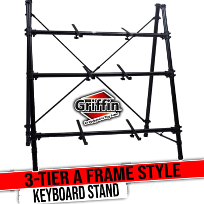 3 Tier Piano Keyboard Stand by GRIFFIN | Triple A-Frame Standing Synthesizer Mixer Workstation image 1