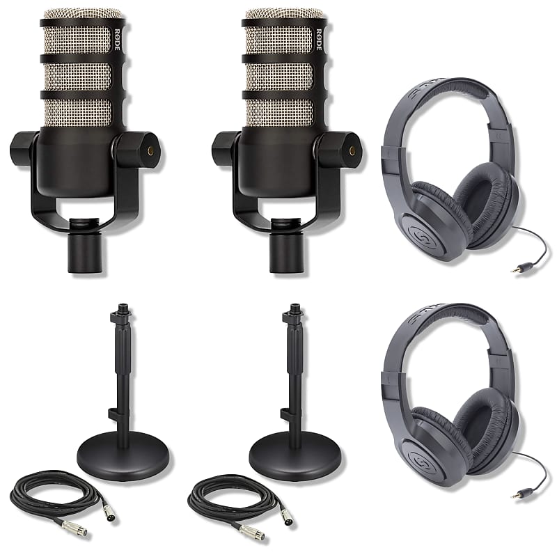Rode PodMic Dynamic Podcast Microphone with StreamEye BOOMARM Mic Arm,  Over-Ear Closed-Back Podcast Headphones, XLR Cable and StreamEye Polishing  Cloth