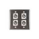 OSP Q-4-4PCB Stainless Steel Quad Wall Plate with 4 Powercon B Grey Connectors