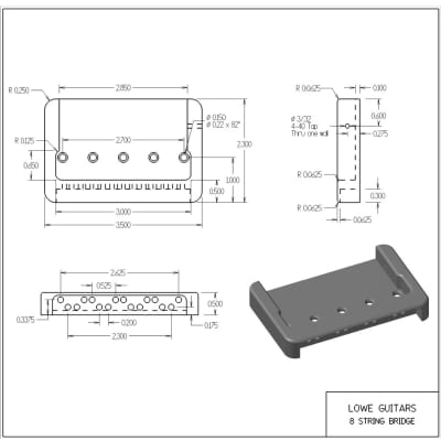 Lowe Custom Guitars 8-string Bass Guitar Bridge - Chrome image 7