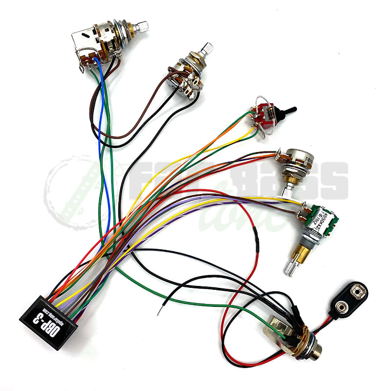 Aguilar OBP-3 Custom 3 Band Bass Preamp Kit for 2 Pickup - 4 Knob & 1  Switch Configuration(Vpp-Bl-M-T/B-MSW) / PREWIRED