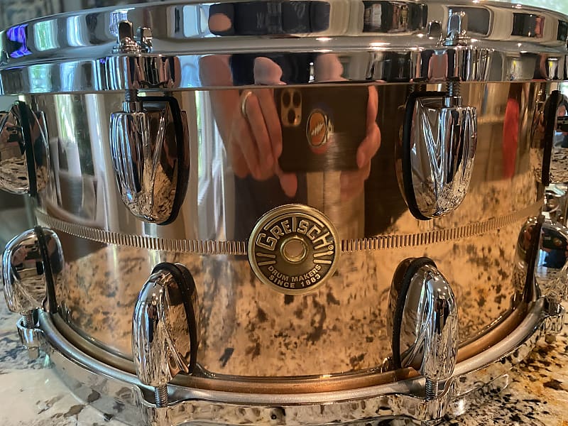 Gretsch 6.5x14 USA Custom Hammered Chrome Over Brass Snare Drum