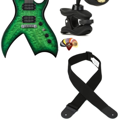 B.C. Rich Rich B Legacy 2023 Electric Guitar - Trans Green  Bundle with Snark ST-8 Super Tight Chromatic Tuner... (4 Items) for sale
