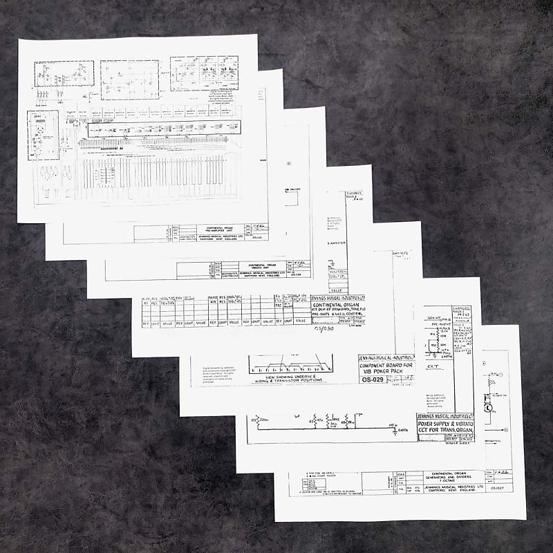 Schematic Diagram Package  for Vox V301J and V301E "Single" Continental Organs image 1