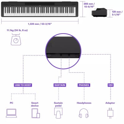 Yamaha P-143B 88 Weighted Keys Black image 3
