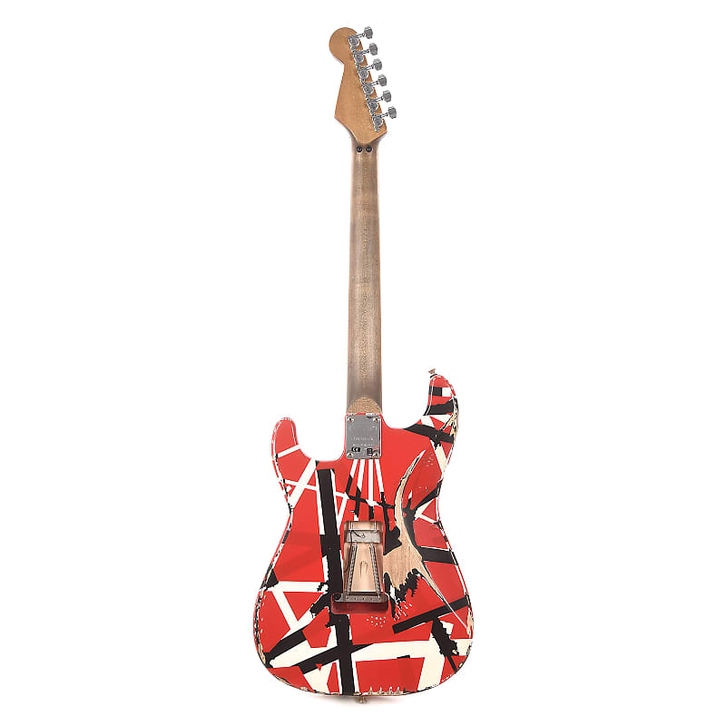 EVH Striped Series Frankie Red / White / Black Stripes Relic | Reverb