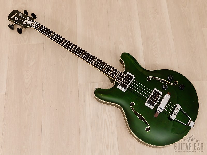 1968 Yamaha SA-70 Vintage Hollowbody Short Scale Bass Dark Green w/ Case