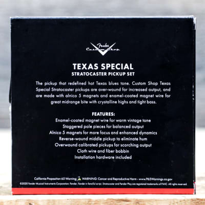 Fender Custom Shop Texas Special Stratocaster Pickup Set Alnico 5 White Covers image 2