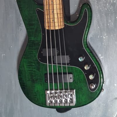 Kiesel P-Bass PB5 custom 5-string fretless bass 2015 Translucent Emerald Green 2015 Em image 1