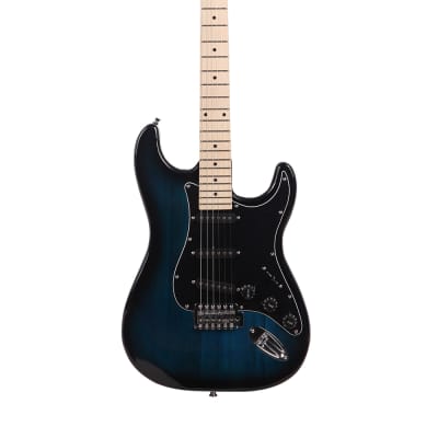 Glarry GST Stylish Electric Guitar Kit with Black Pickguard Dark Blue image 4