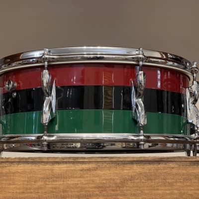 1960's Premier 2001 5.5x14 Mahogany Snare Drum Original Red Black Green Duroplastic 2000 image 10